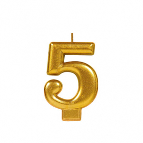 METALLIC NUMERAL GOLD Candle - 5