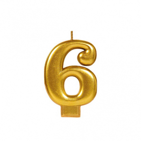 METALLIC NUMERAL GOLD Candle - 6