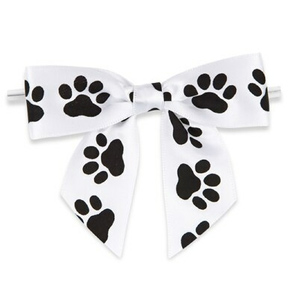 Bow with Twist Tie - Paw -5ct