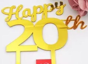 Gold Cake Topper - Happy 20th