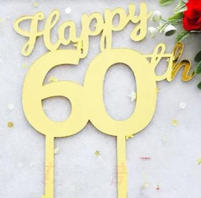 Gold Cake Topper - Happy 60th