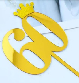 Gold Cake Topper - 60 with crown