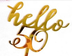 Gold Cake Topper - Hello 50