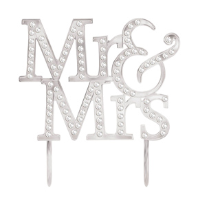 Cake Topper - Mr. & Mrs. - Silver