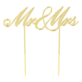 Cake Topper - Mr. & Mrs. - Gold