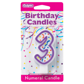 PURPLE NUMERAL CANDLES - 3