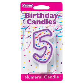 PURPLE NUMERAL CANDLES - 5