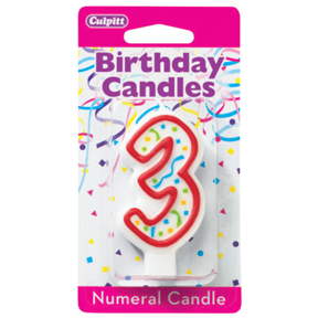RED NUMERAL CANDLES - 3