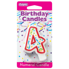 RED NUMERAL CANDLES - 4