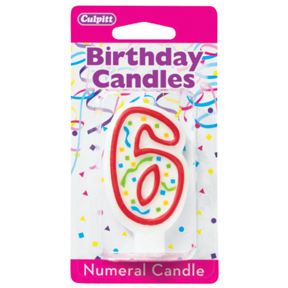 RED NUMERAL CANDLES - 6