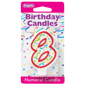 RED NUMERAL CANDLES - 8