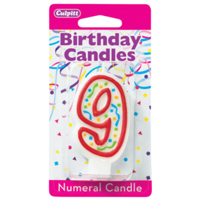 RED NUMERAL CANDLES - 9