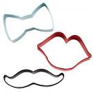 Wilton 3-Pc. Colored Metal Cookie Cutter Set— Bow Tie, Mustache, Lips 