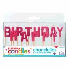 Happy Birthday Glitter Pick Candles ‑ Pink 