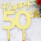 Gold Cake Topper - Happy 50th