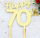 Gold Cake Topper - Happy 70th