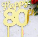 Gold Cake Topper - Happy 80th 