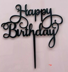 Happy Birthday Cake Topper - Black