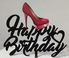 Happy Birthday Topper - Black with Red High Heel