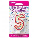 RED NUMERAL CANDLES - 5