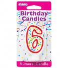 RED NUMERAL CANDLES - 6